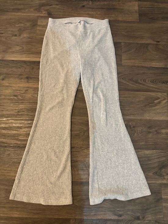 aerie Pants - Ribbed Stretch flare Leggings - Light Gray